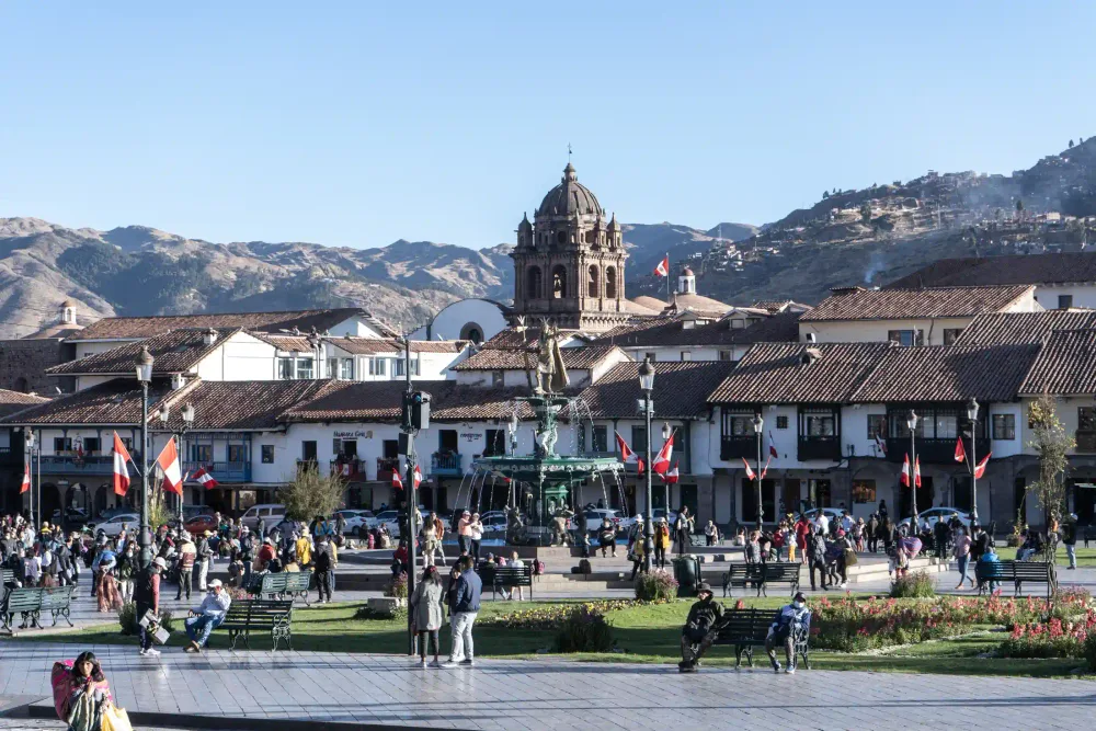 The Plaza de Armas in the historic centre of Cusco