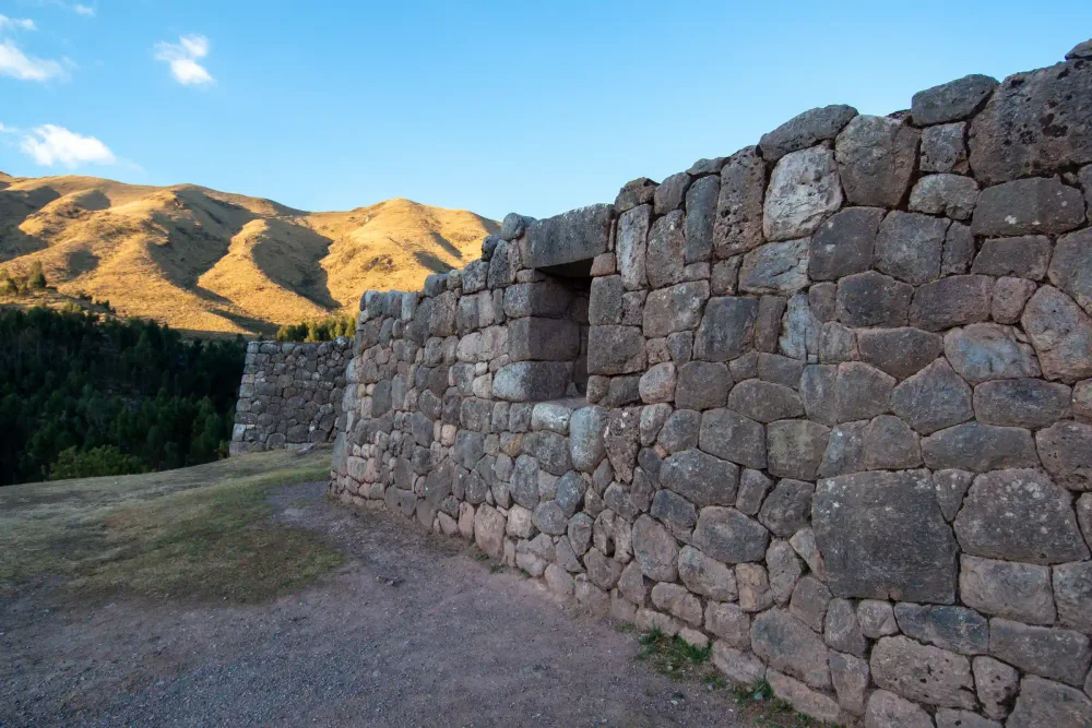 The Inca walls of the Puca Pucara archaeological site near Cusco