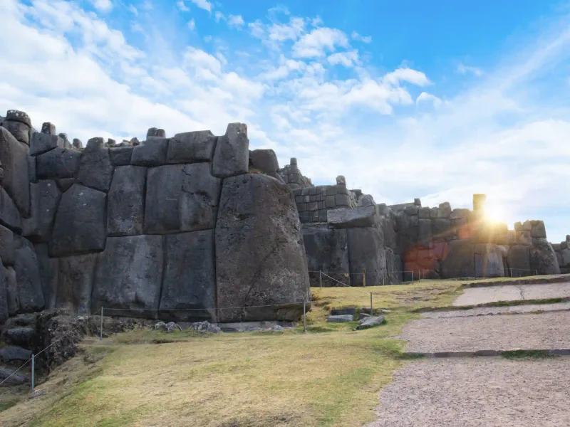 The Inca stone walls of Sacsayhuamán above Cusco on the afternoon city tour