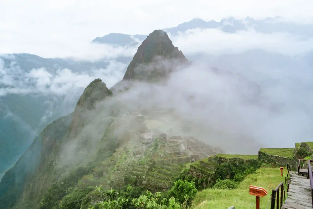 Stone temples and walls of Machu Picchu