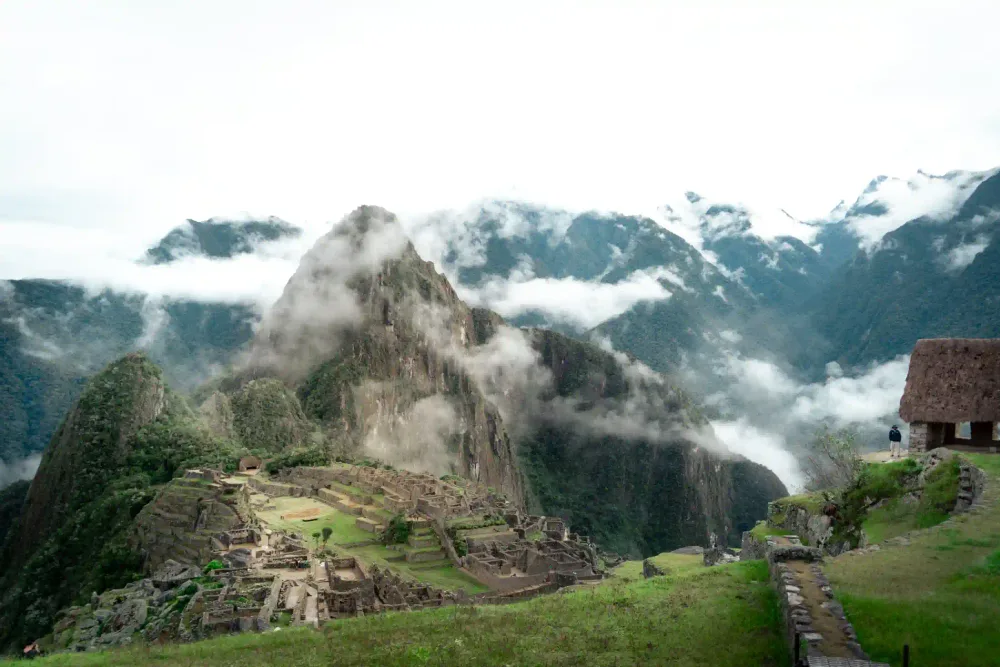 Stone terraces and walls of the Machu Picchu citadel