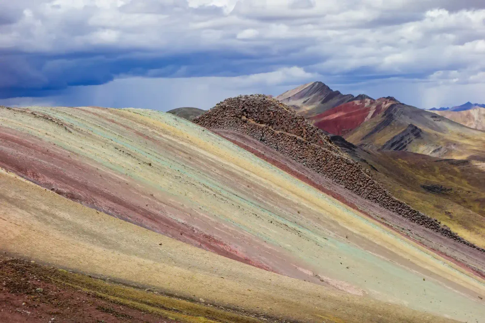 A colourful striped ridge of Palcoyo Mountain near Cusco
