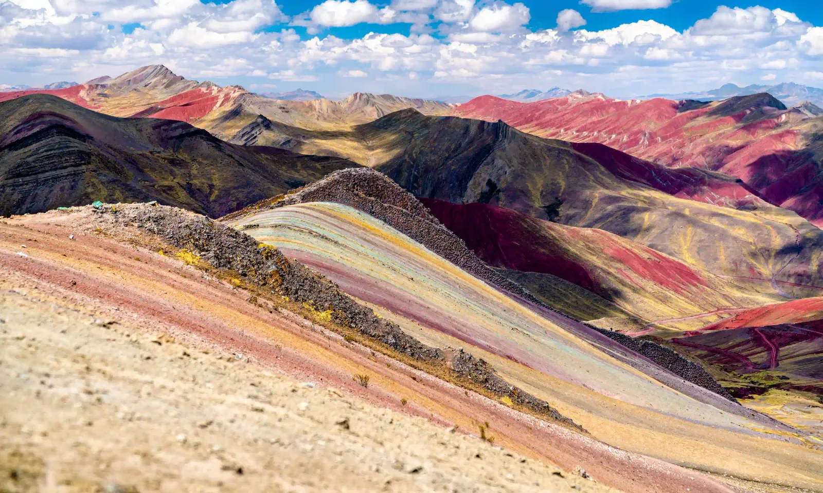 The colourful striped ridges of Palcoyo Rainbow Mountain near Cusco